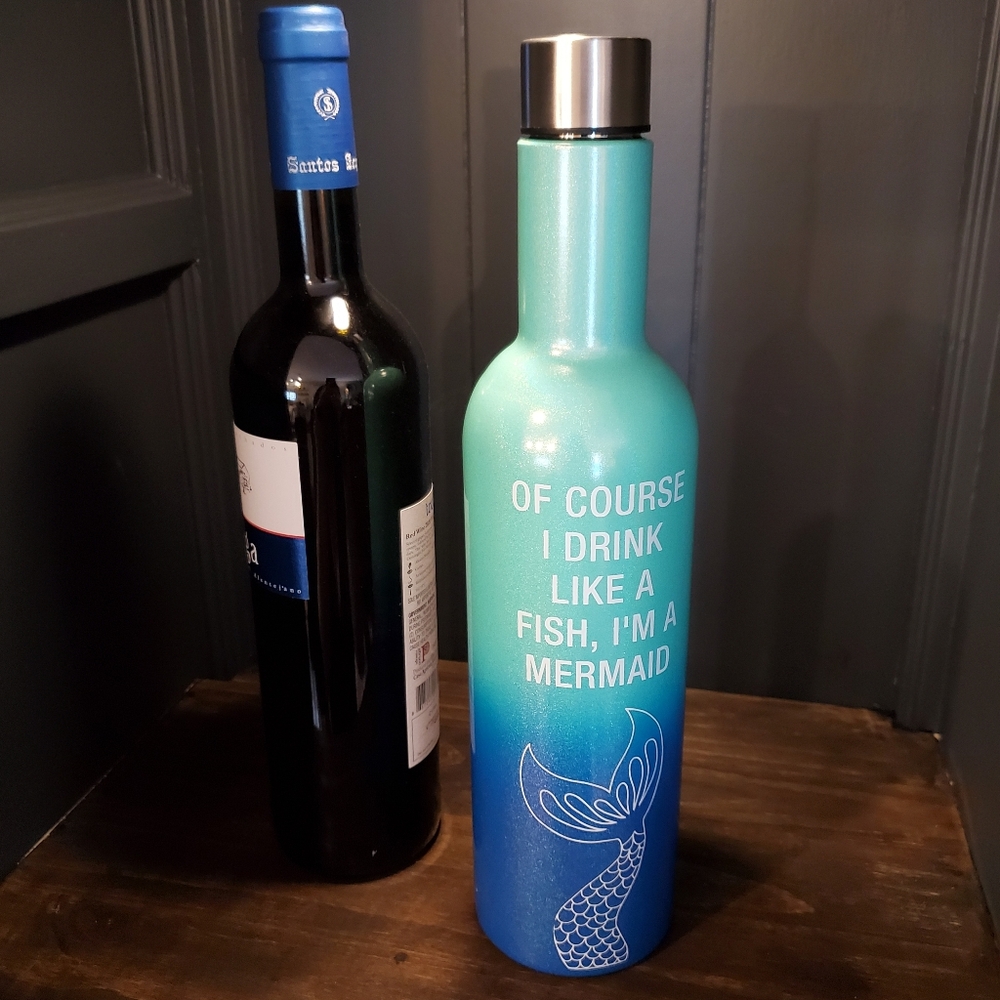 NEW Custom Double-Wall Stainless Steel Chill Mermaid Wine Bottle